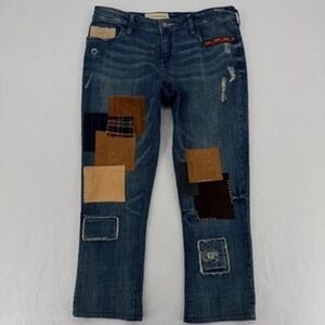 Pilcro Patchwork Jeans Anthropologie Distressed Denim Sz 10 (see measurements!)